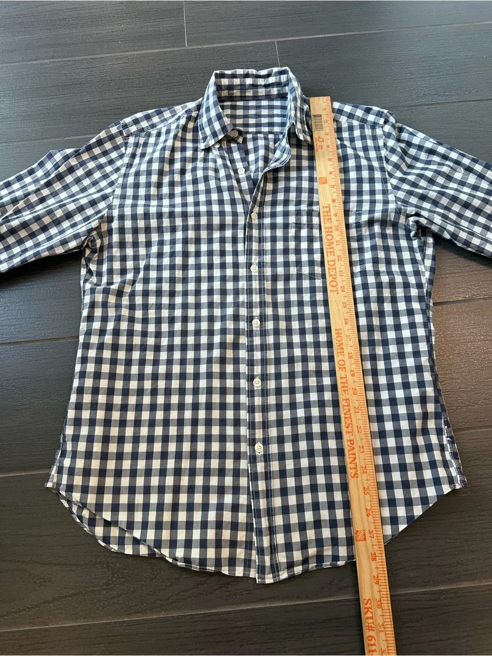 J. Crew Navy and White Gingham Button-Down Shirt